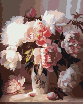 Картина по номерам «Цветы: Букет пионов на столе»