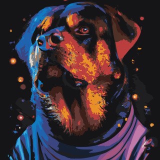 Картина по номерам «Портрет ротвейлера в космосе»