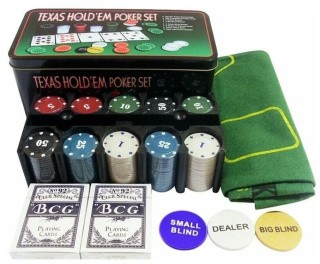 Набор для покера «Texas Holdem», в жестяной коробке, 200 фишек с номиналом