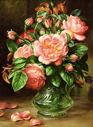 Алмазная вышивка «Розы в вазе»