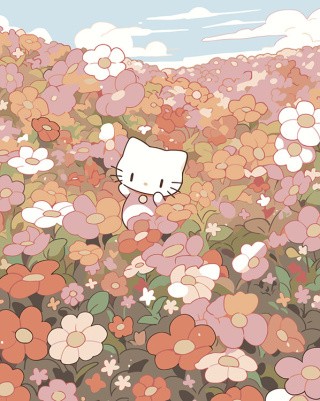 Картина по номерам «Аниме Hello Kitty Хеллоу Китти: Цветы 2»