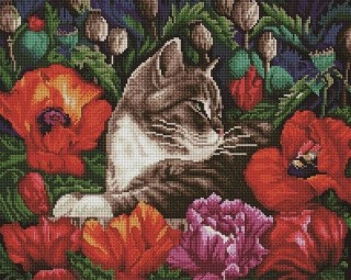 Алмазная вышивка «Кот в маках» Алмазная вышивка «Кот в маках»