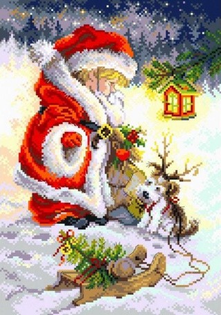 Рисунок на канве «Юный Санта»