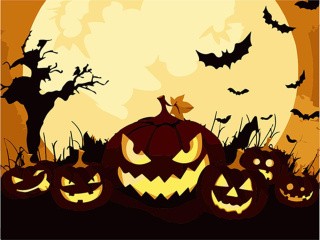Картина по номерам «Хэллоуинские тыквы» (мини-раскраска)