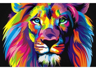 Картина цветным песком «Лев»