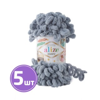 Пряжа ALIZE Puffy (428), средне- серый, 5 шт. по 100 г Пряжа ALIZE Puffy (428), средне- серый, 5 шт. по 100 г