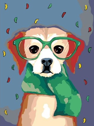 Картина по номерам «Собачка в шарфе» Картина по номерам «Собачка в шарфе»