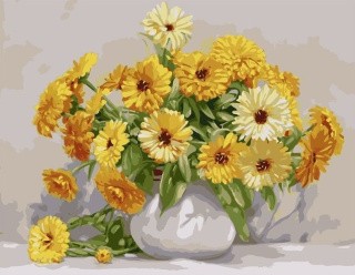 Картина по номерам «Календула в вазе» Картина по номерам «Календула в вазе»