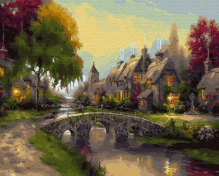 Картина по номерам «Волшебные домики у реки»