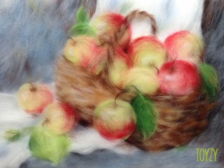 Картина шерстью «Яблоки»