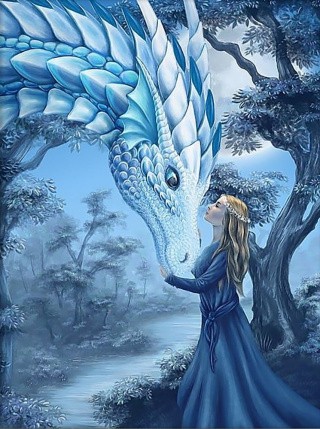 Алмазная вышивка «Девушка и дракон»