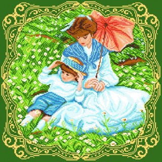 Рисунок на ткани «Отдых на лужайке»