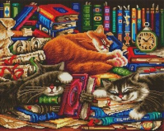 Алмазная вышивка «Библиотека кошек»