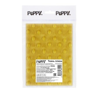Плюш PEVD, 48x48 см, 309 г/м2, 100% полиэстер, цвет: 21 ярко-желтый, Peppy