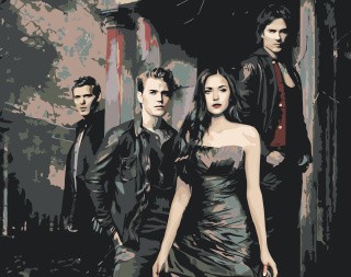 Картина по номерам «Дневники вампира: Деймон, Елена, Стефан и Клаус»