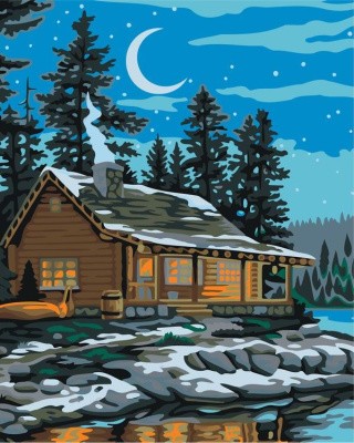Картина по номерам «Ночь над озером»