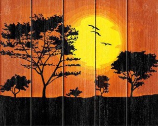 Картина по номерам по дереву Flamingo «Закат солнца»