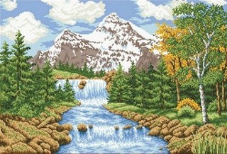 Рисунок на ткани «Речка в лесу»