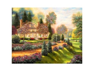 Рисунок на ткани для вышивания бисером «Уютный дворик»