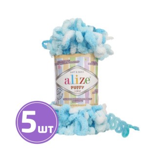 Пряжа ALIZE Puffy color (5924), св.голубой-белый, 5 шт. по 100 г Пряжа ALIZE Puffy color (5924), св.голубой-белый, 5 шт. по 100 г