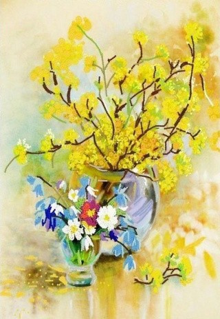 Рисунок на ткани «Весенний цвет»