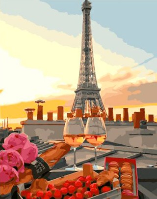Картина по номерам «Бокалы в Париже»