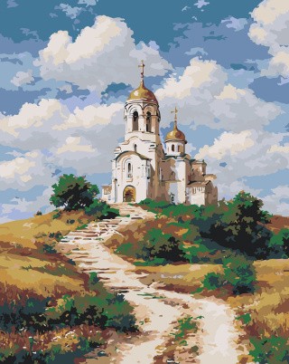 Картина по номерам Пейзаж с православной церковью