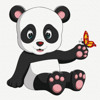 Картина по номерам «Панда с бабочкой»