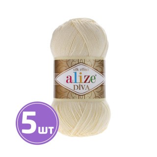 Пряжа ALIZE Diva Silk effekt (01), кремовый, 5 шт. по 100 г Пряжа ALIZE Diva Silk effekt (01), кремовый, 5 шт. по 100 г