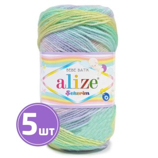 Пряжа ALIZE Sekerim bebe batik (2132), салатово-фиолетово-мятный, 5 шт. по 100 г Пряжа ALIZE Sekerim bebe batik (2132), салатово-фиолетово-мятный, 5 шт. по 100 г