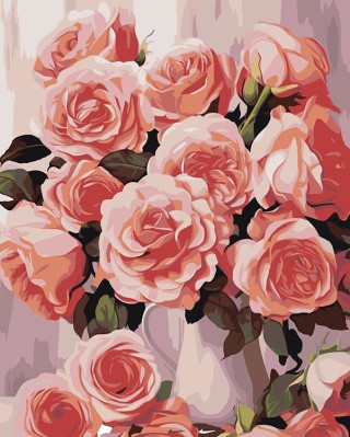 Картина по номерам «Цветы: Нежные розы в кувшине»