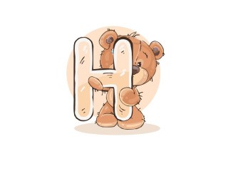 Картина по номерам «Алфавит с медвежонком. Буква H»