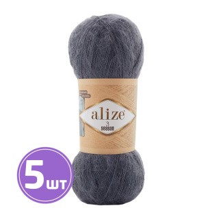 Пряжа ALIZE 3 Season (3 Сезона) (87), угольно-серый, 5 шт. по 100 г Пряжа ALIZE 3 Season (3 Сезона) (87), угольно-серый, 5 шт. по 100 г