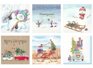 Салфетки бумажные «Рождественское путешествие», 33x33 см, 6 шт., Love2art
