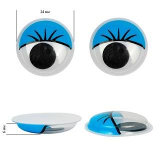 Глаза бегающие с ресницами, 24 мм, цвет: синий, 10 шт., Magic 4 Toys