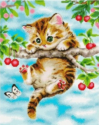 Алмазная вышивка «Котенок и бабочка» Алмазная вышивка «Котенок и бабочка»