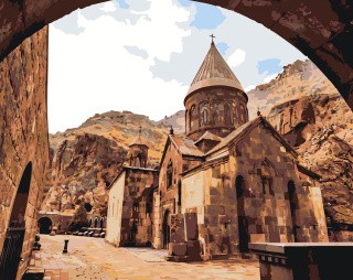 Картина по номерам «Армения: монастырь Гегард в горах»