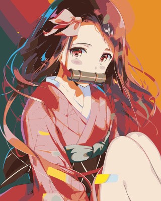 Картина по номерам «Аниме: Девушка в кимоно» Картина по номерам «Аниме: Девушка в кимоно»