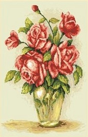 Алмазная вышивка «Ваза красных роз»