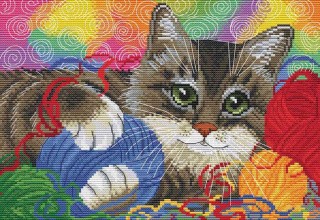 Набор для вышивания «Котик с клубочками»