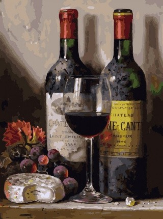 Картина по номерам «Вино, сыр и виноград»