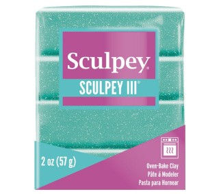 Полимерная глина Sculpey III 574 бирюзовый с блестками, 57 г