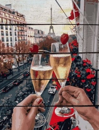 Картина по номерам по дереву RADUGA «Шампанское и улицы Парижа»