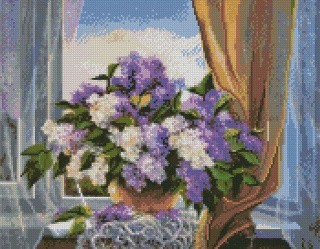 Алмазная вышивка «Букет у окна» Алмазная вышивка «Букет у окна»