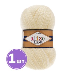 Пряжа ALIZE Angora Real 40 (Ангора реал 40) (01), крем, 1 шт. 100 г Пряжа ALIZE Angora Real 40 (Ангора реал 40) (01), крем, 1 шт. 100 г