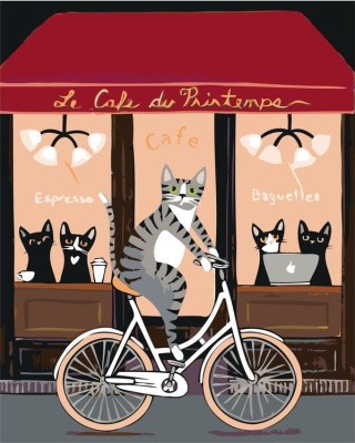 Картина по номерам «Кот-велосипедист»