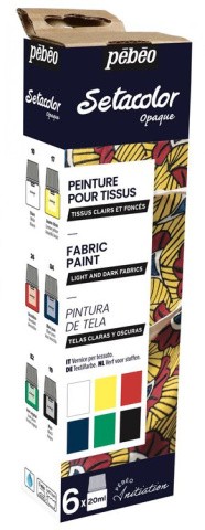 Набор красок Pebeo Setacolor Opaque «Открытие» для темных и светлых тканей, 6 цв.