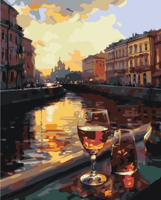 Картина по номерам «Питер: Утро с бокалом вина»
