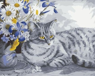 Картина по номерам «Кот у букета» Картина по номерам «Кот у букета»