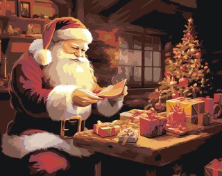 Картина по номерам «Новогодняя: Дед Мороз с подарками 2»